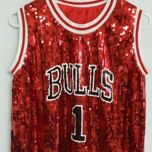 Women's Sleeveless Sequins Tank Top, Red, One Size